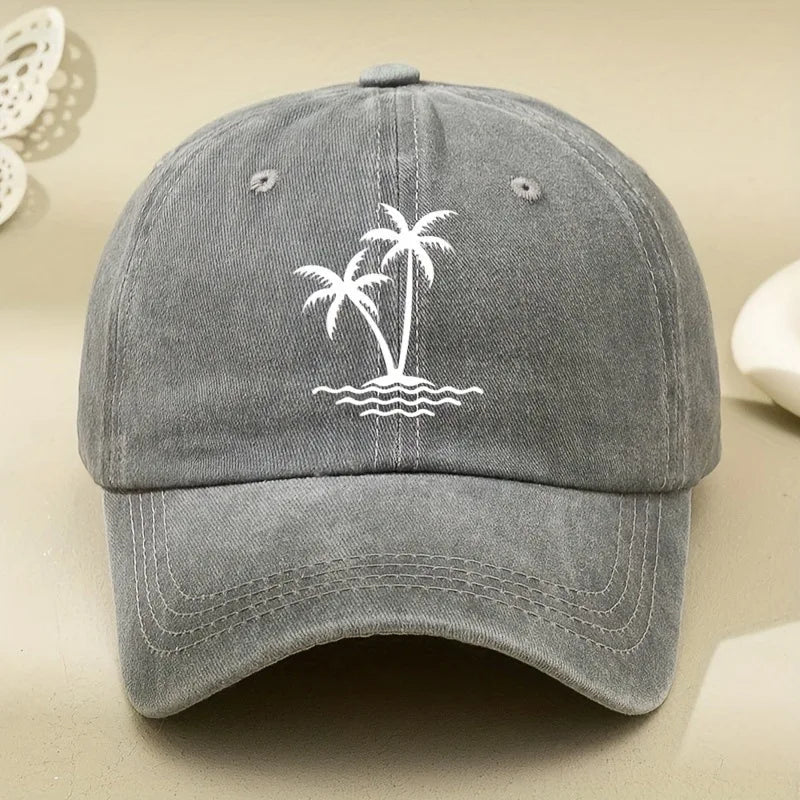 Vintage Palm Tree Washed Cotton Baseball Cap