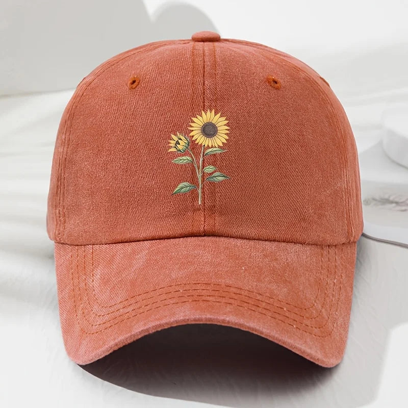 Retro Sunflower Pattern Dad Baseball Hat