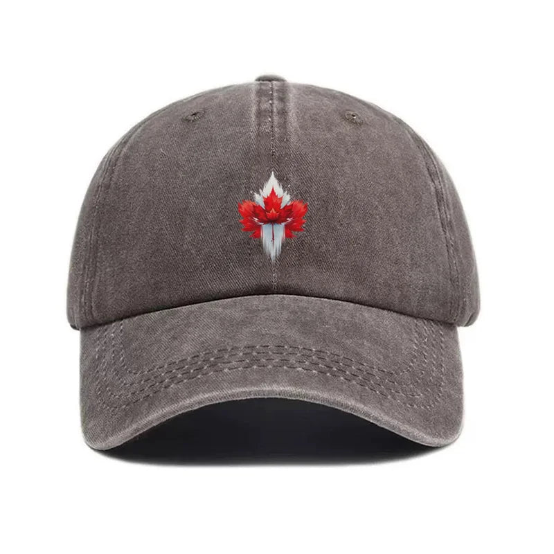 Vintage Washed Cotton Red Maple Leaf Baseball Cap
