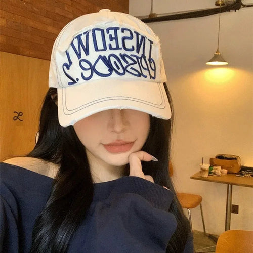 Retro Embroidered Letter Cotton Baseball Cap