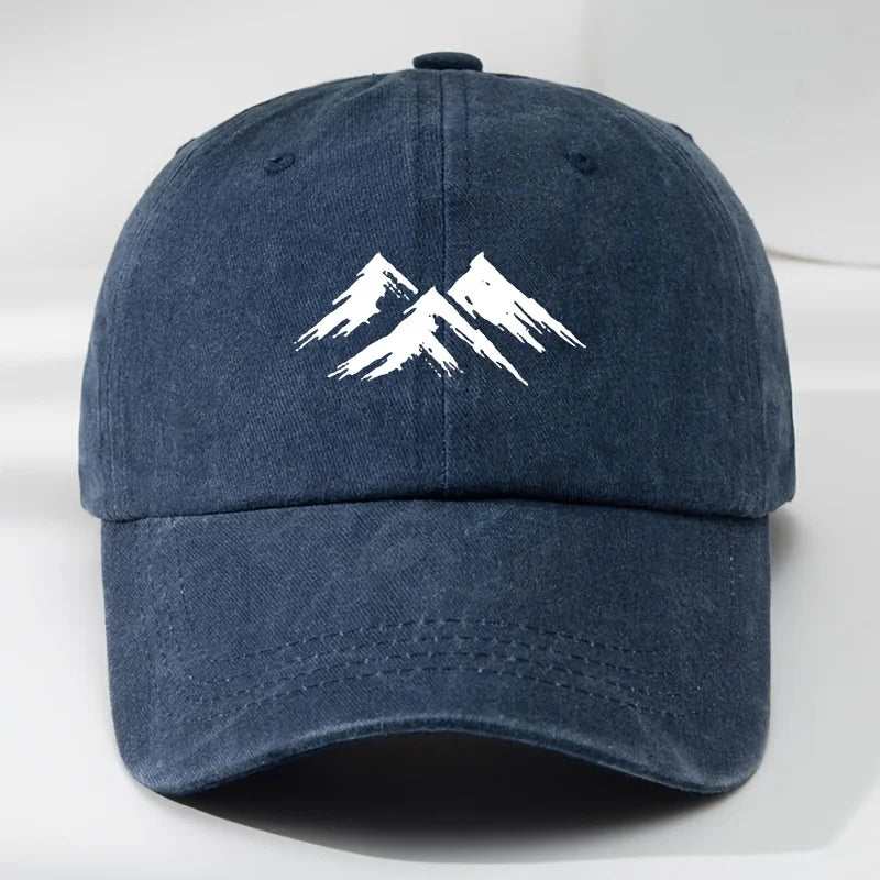 Mountain Print Washed Retro Duckbill Baseball Cap