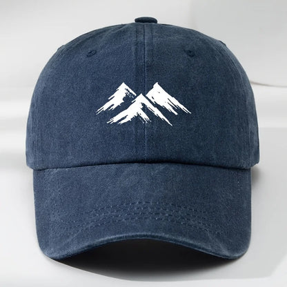 Mountain Print Washed Retro Duckbill Baseball Cap