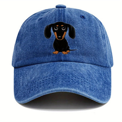 Dachshund Print Retro Washed Baseball Cap