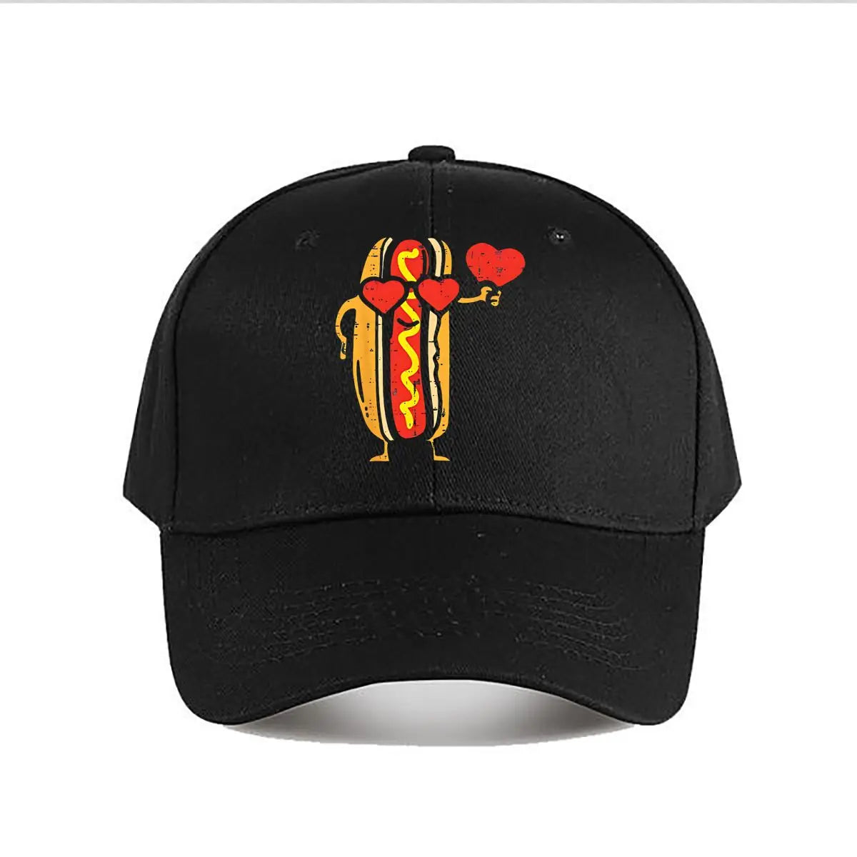 Distressed Hot Dog Heart Valentine Baseball Cap