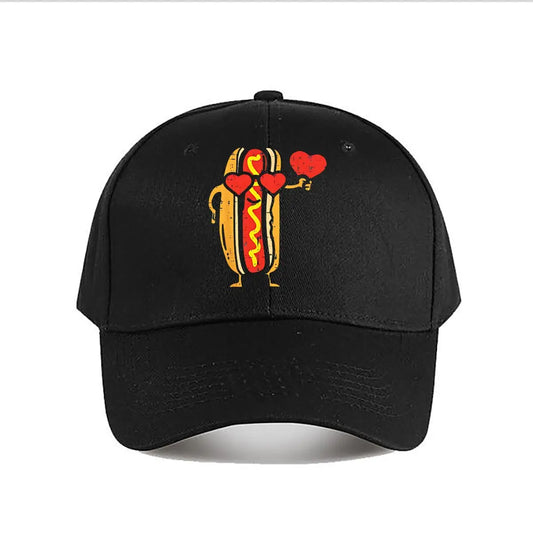 Distressed Hot Dog Heart Valentine Baseball Cap