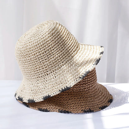 Straw Crochet UV Protection Summer Bucket Hat