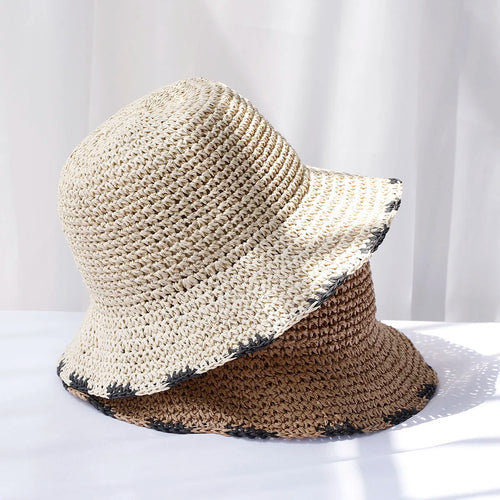 Straw Crochet UV Protection Summer Bucket Hat