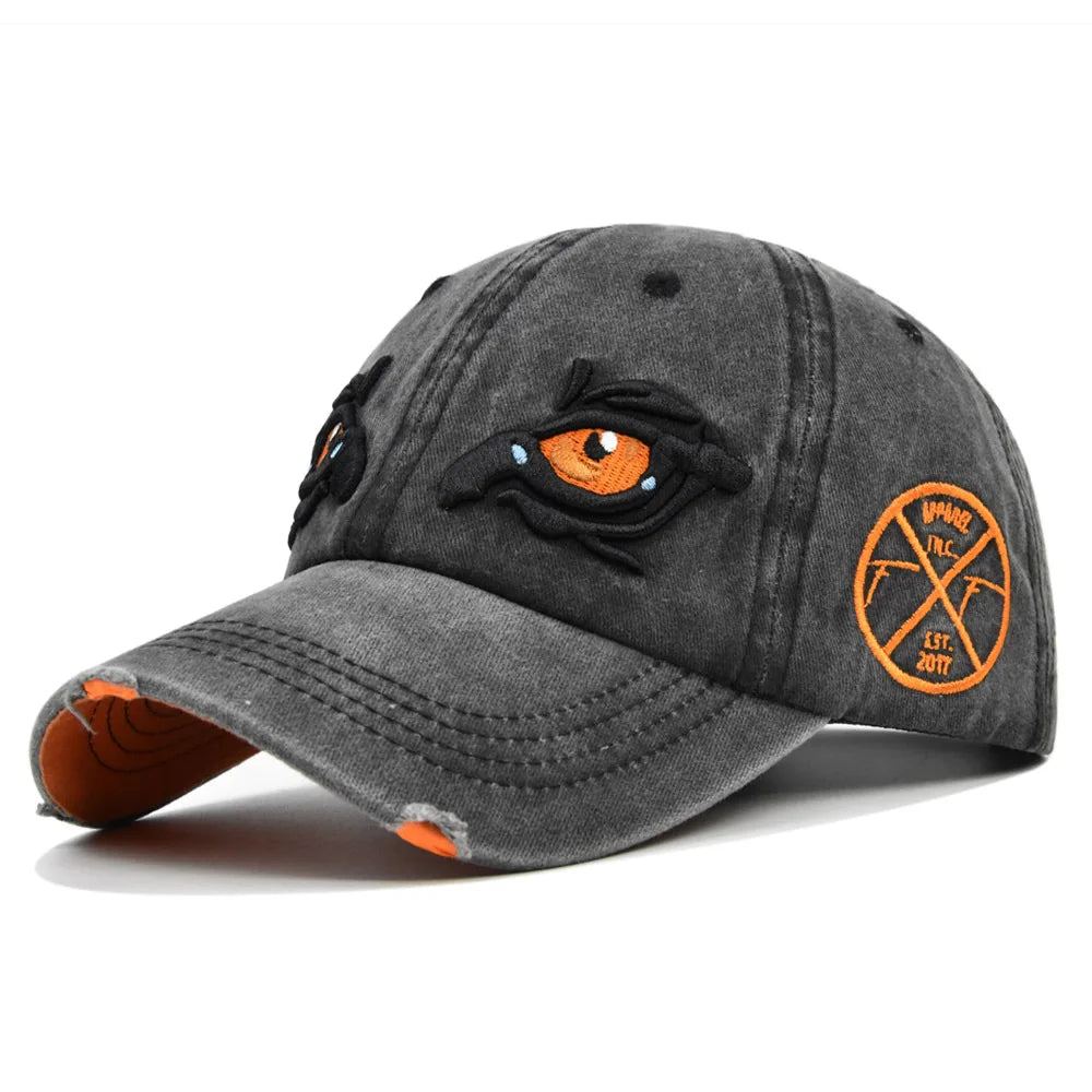 Washed Cotton Eagle Eye Embroidered Vintage Baseball Cap
