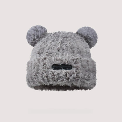 Little Bear Plush Ear Knit Bucket Hat