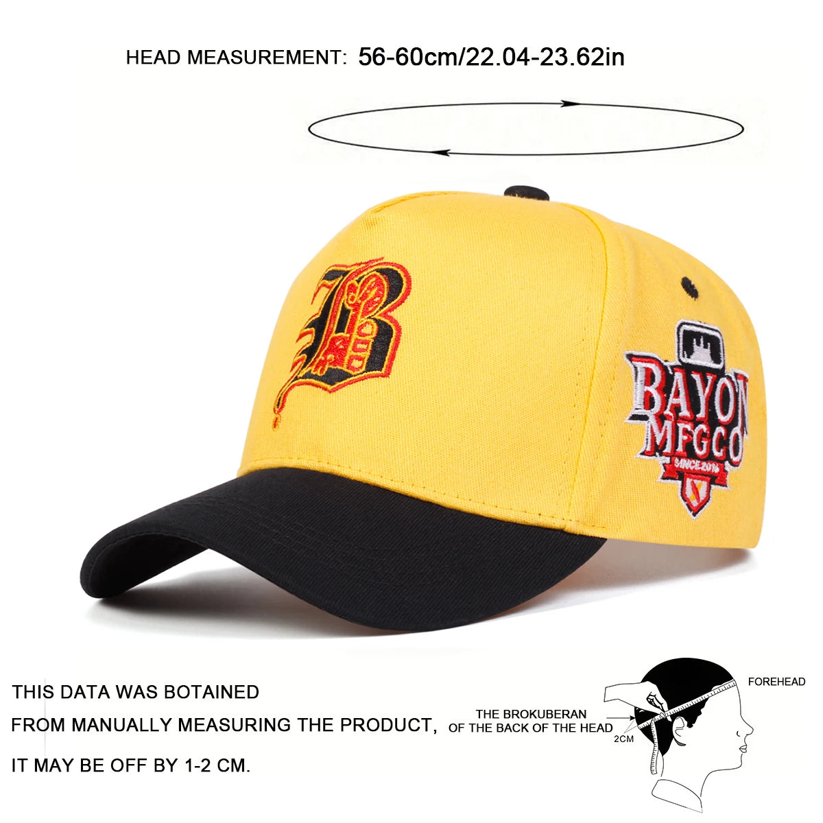 Unisex Gothic B Letter Bayon Mfgco Casual Baseball Cap