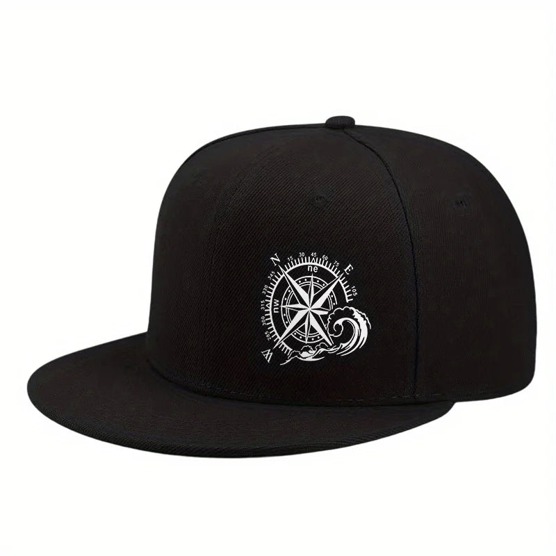 Compass Rose Ocean Wave Streetwear Snapback Cap