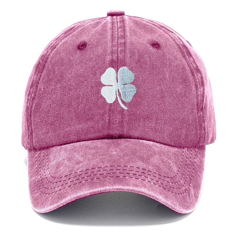 Lucky Clover Embroidery Vintage Washed Cotton Baseball Cap
