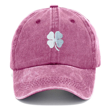 Lucky Clover Embroidery Vintage Washed Cotton Baseball Cap