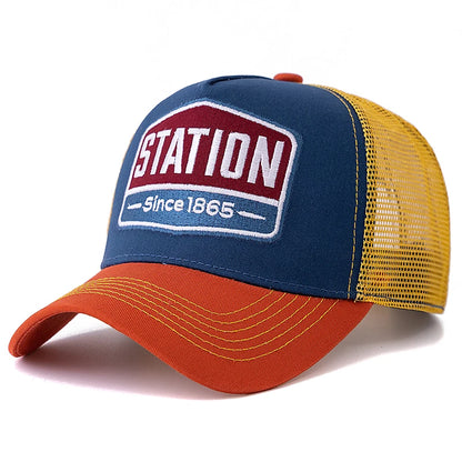 Station Letter Mesh Trucker Baseball Cap
