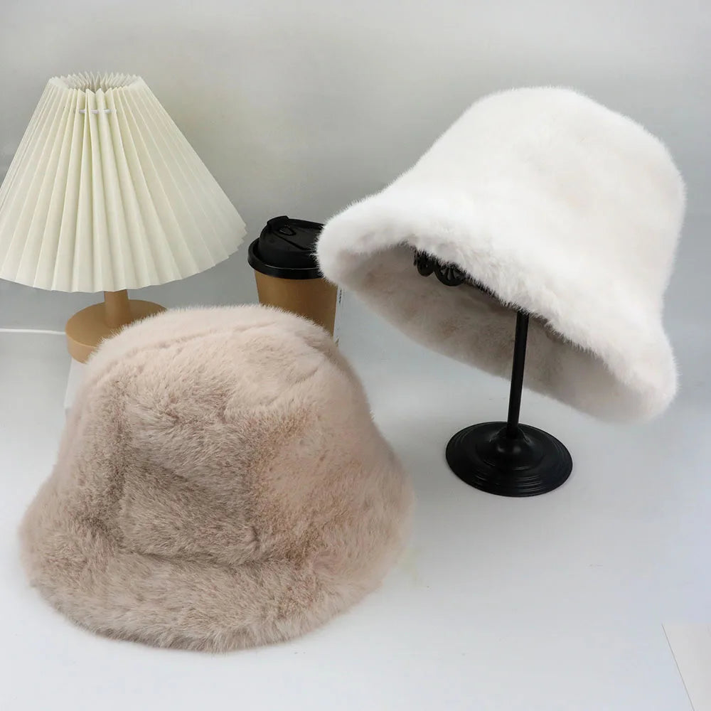 Fluffy Fur Earflap Winter Bucket Hat