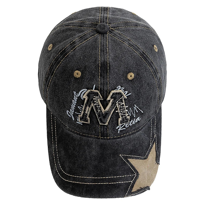 Retro M Letter Embroidery Baseball Cap Unisex