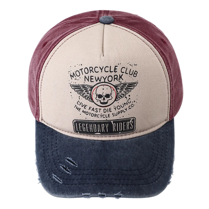 Punk Skull Motorcycle New York 5-Panel Baseball Cap