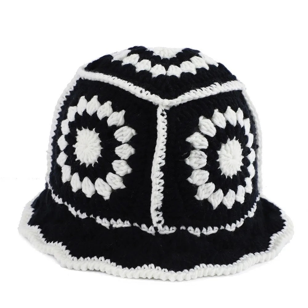 Casual Knitted Flower Hollow Fisherman Bucket Hat