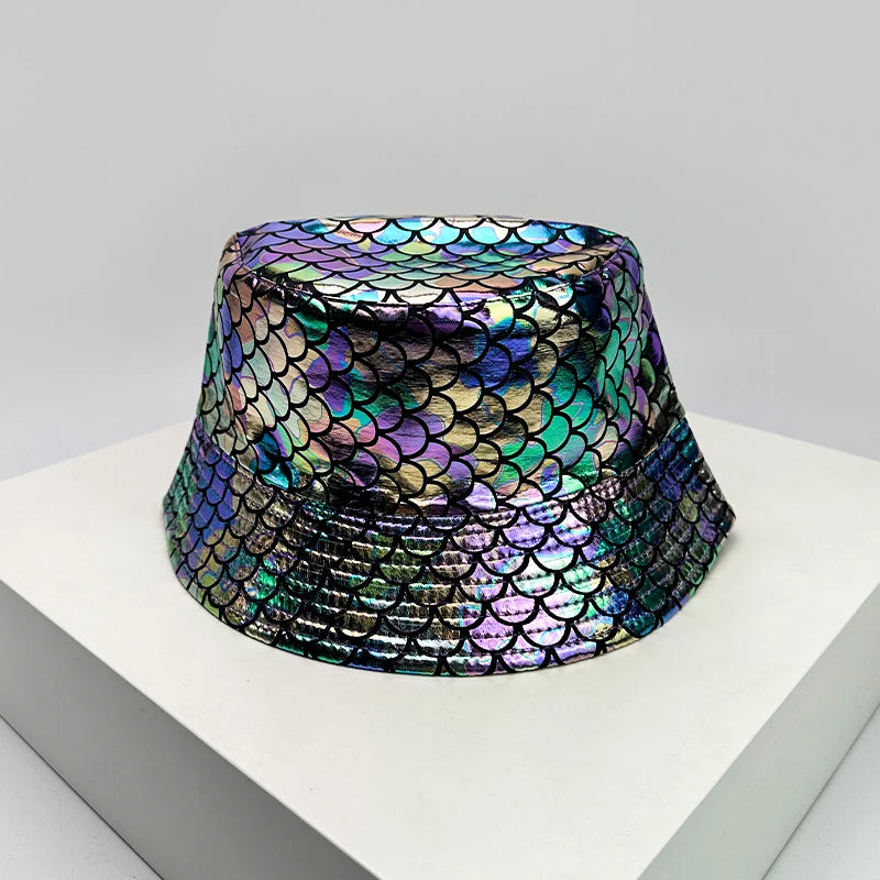 Shiny PU Leather Colorful Bucket Hats
