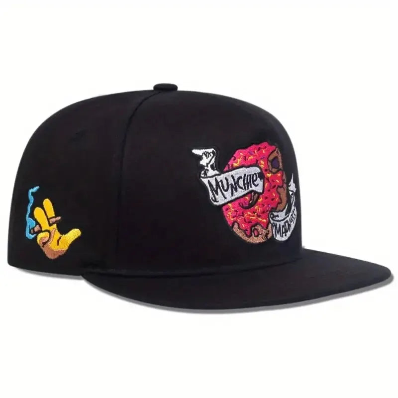 Doughnut Embroidery Hip Hop Snapback Cap
