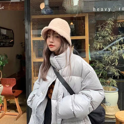 Harajuku Lamb Wool Winter Bucket Hat