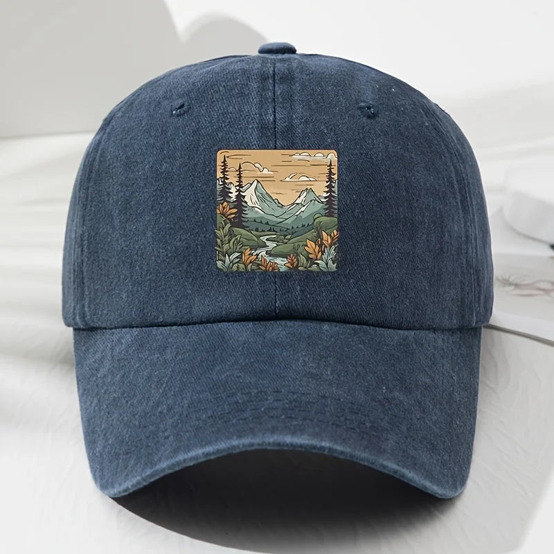 Retro Landscape Print Outdoor Baseball Cap