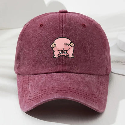 Cute Pink Pig Print Street Baseball Cap