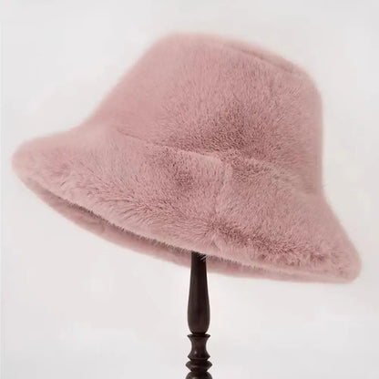 Fluffy Velvet Winter Bucket Hat