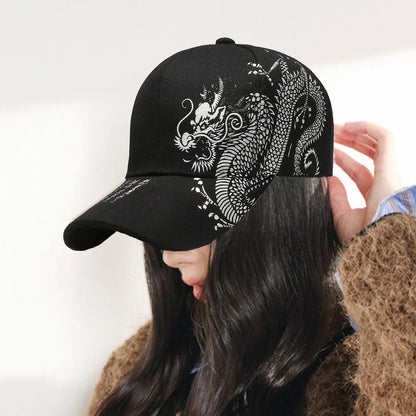 Dragon Print Chinese Style Adjustable Baseball Cap