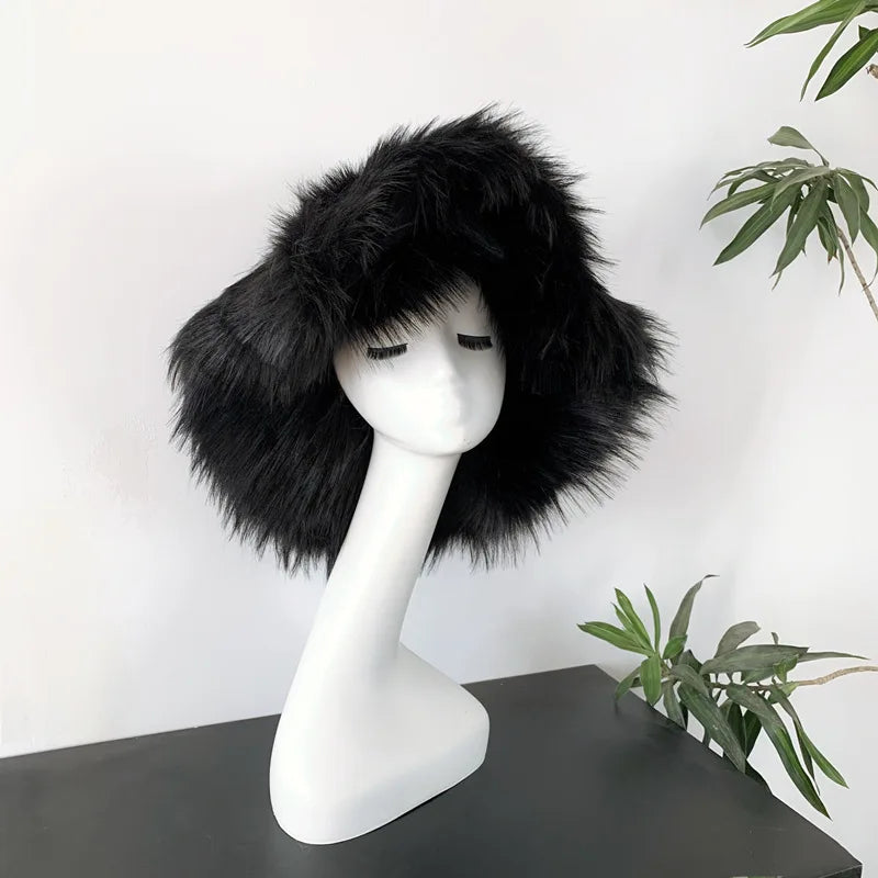 Fluffy Faux Fur Y2K Winter Bucket Hat