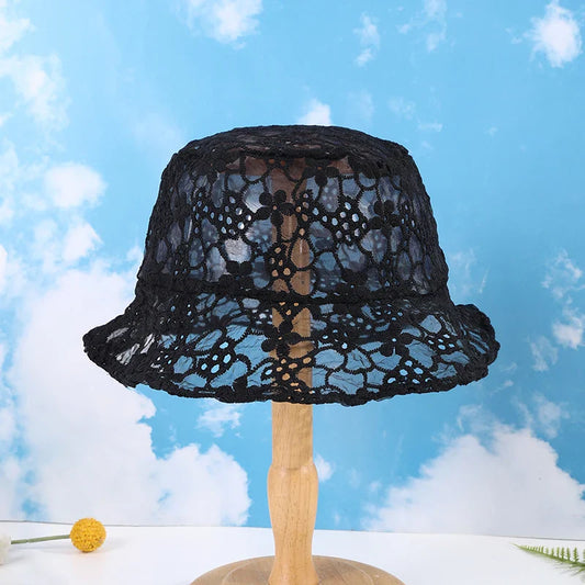 Thin Mesh Lace Flower Fisherman Hat