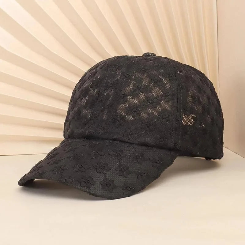 Lace Flower Rhinestone Baseball Cap