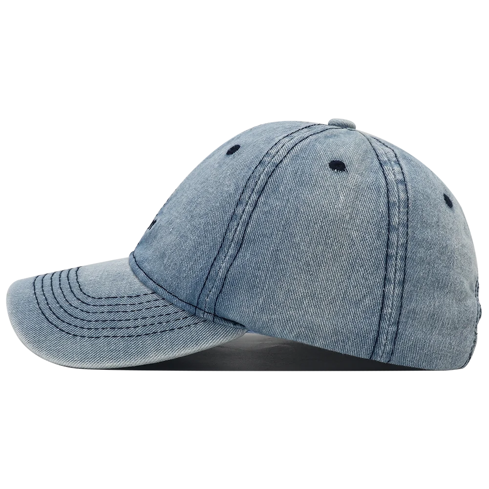 Forever Embroidery Washed Denim Baseball Cap