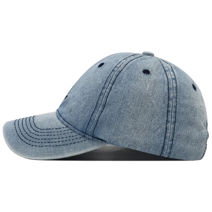 Forever Embroidery Washed Denim Baseball Cap