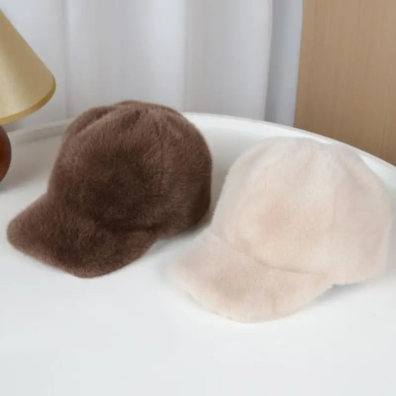 Luxury Fluffy Faux Fur Winter Baseball Cap