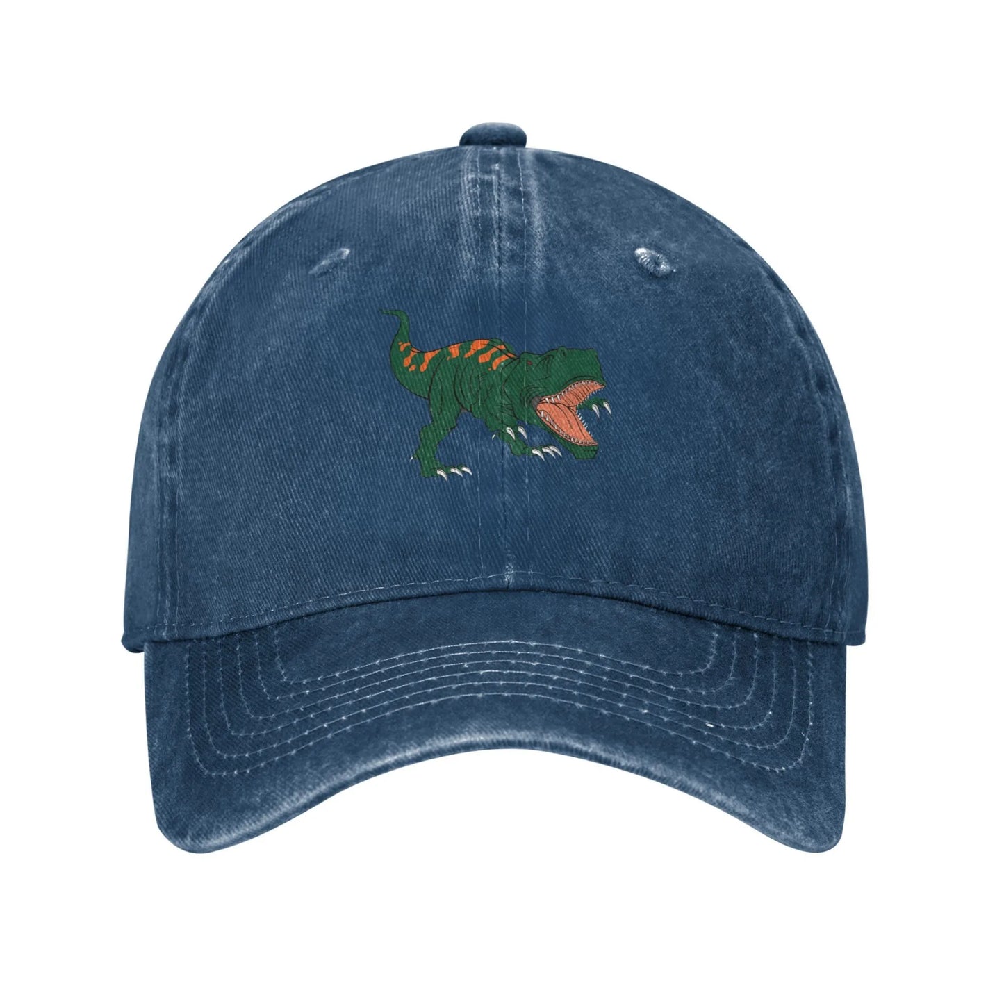 Angry T Rex Washed Denim Adjustable Baseball Cap