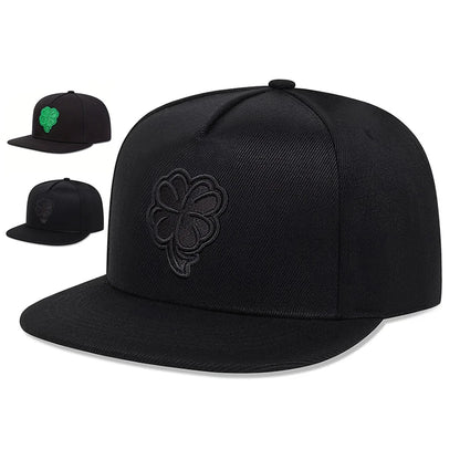 Unisex Clover Embroidered Casual Trucker Snapback Cap