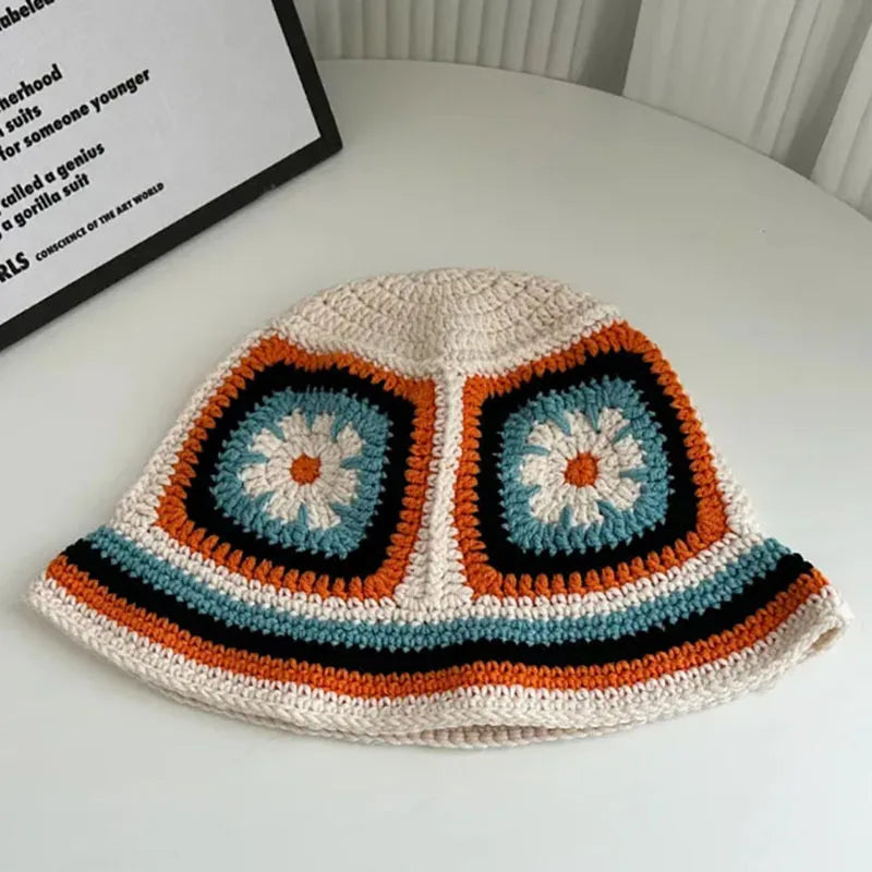 Handmade Korean Hollow Knitted Beach Bucket Hat
