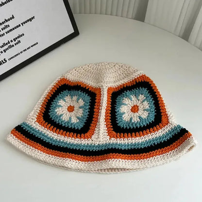 Handmade Korean Hollow Knitted Beach Bucket Hat
