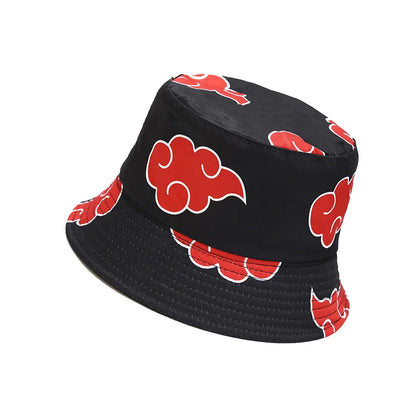 Red Cloud Anime Embroidered Cotton Bucket Hat