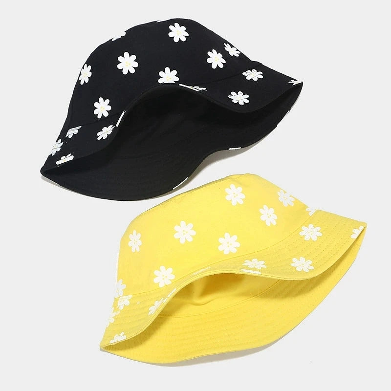 Korean Flower Printed Double Sided Bucket Hat