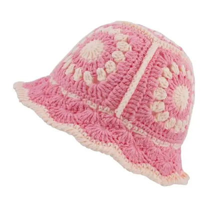 Handmade Crochet Floral Knit Foldable Bucket Hat