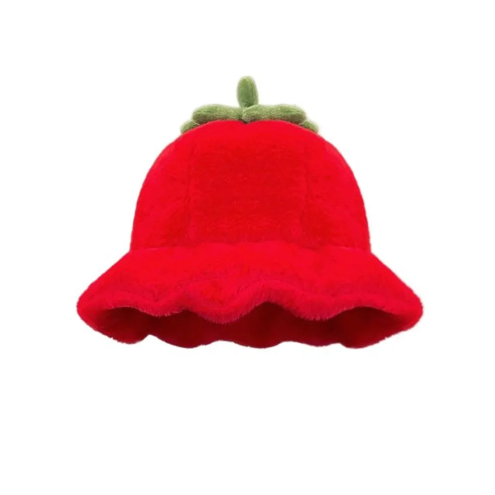 Cute Tomato Plush Winter Bucket Hat