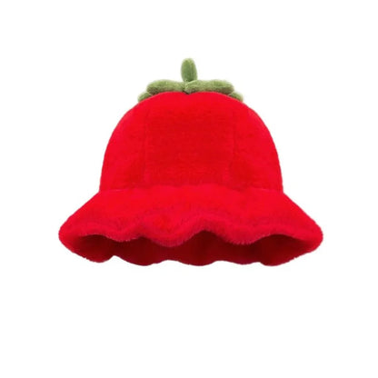 Cute Tomato Plush Winter Bucket Hat