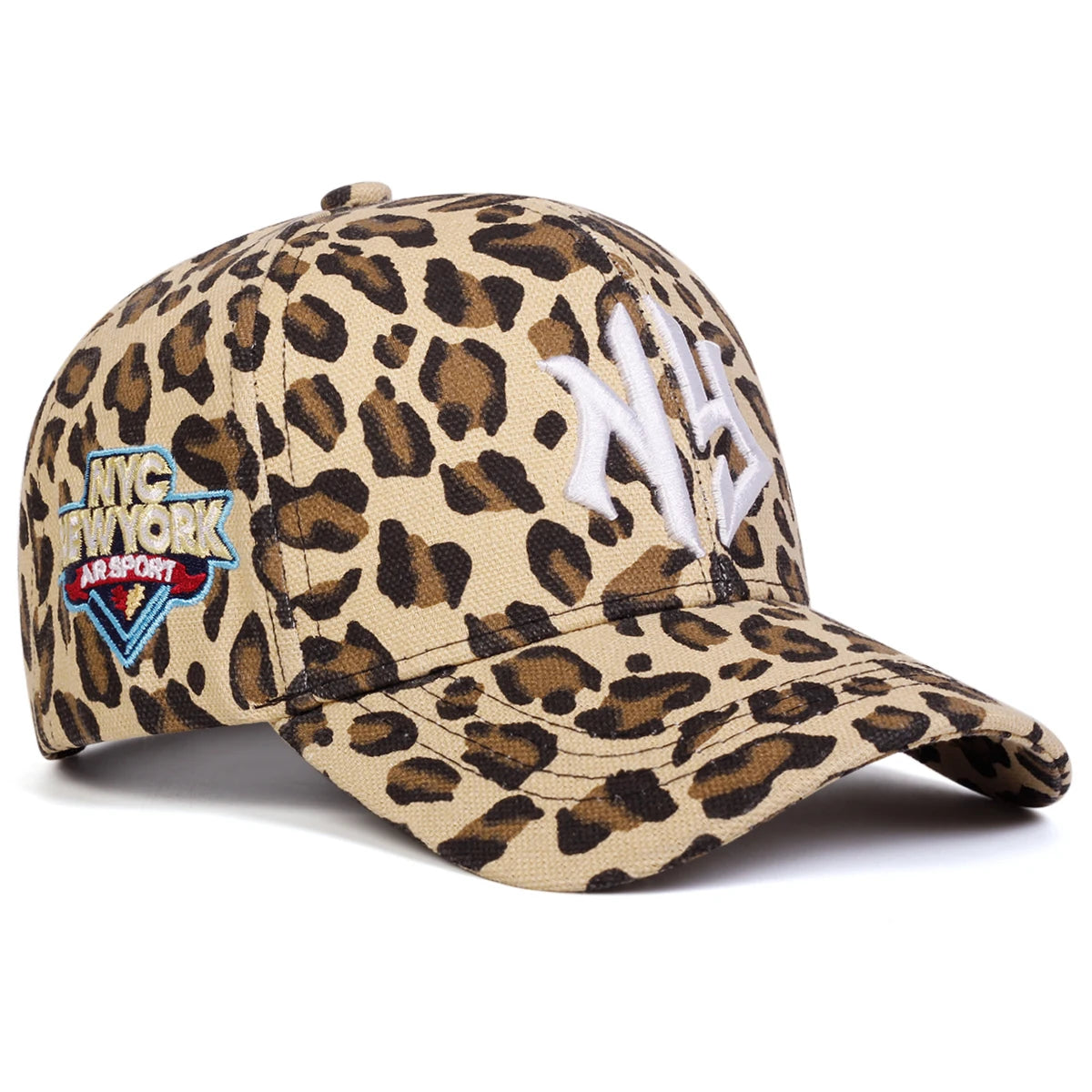 Unisex NG Letter Embroidery Leopard Print Baseball Caps