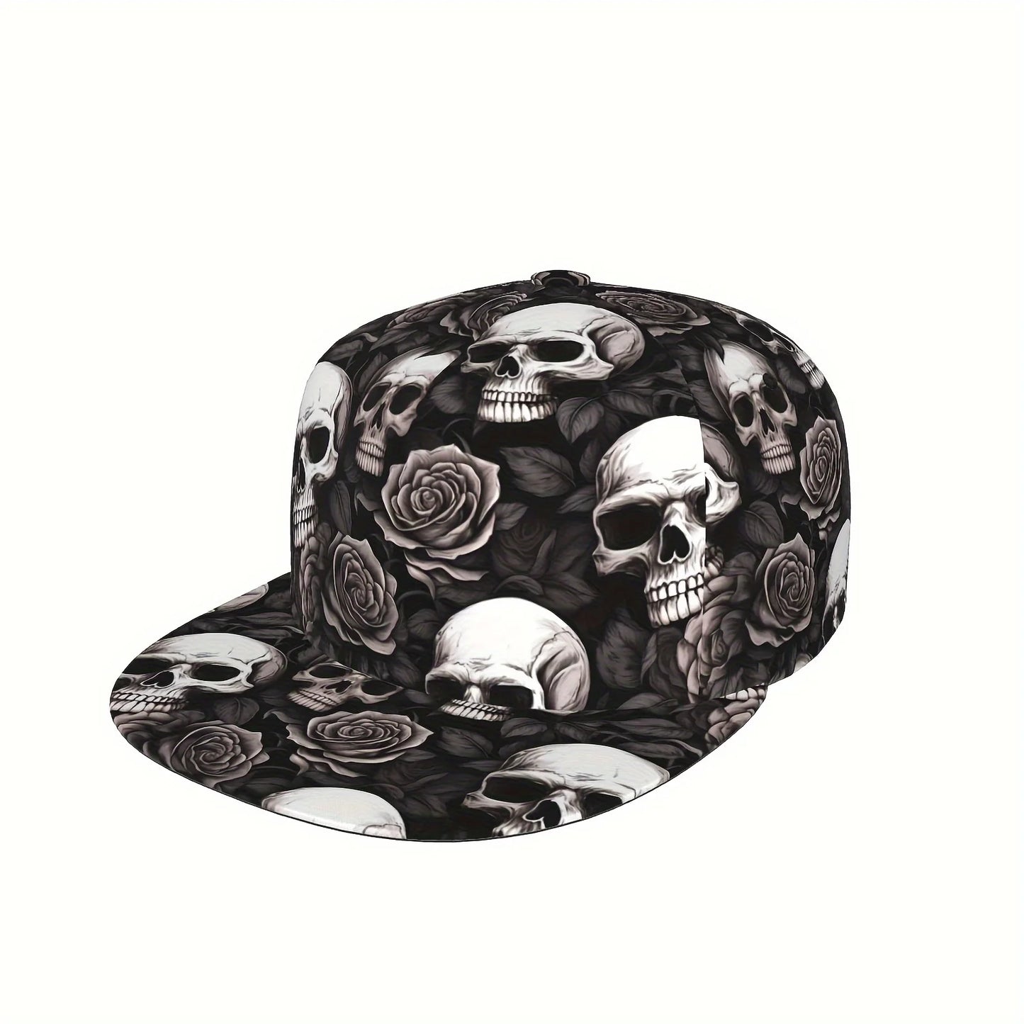 Cool Hippie Skull Rose Punk Snapback Cap