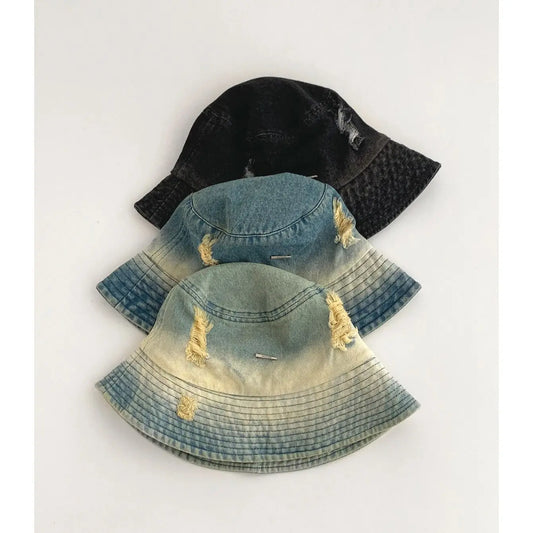 Retro Washed Ripped Denim Fisherman Hat