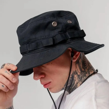 Unisex Four Seasons Cotton Bucket Hat with Pocket
