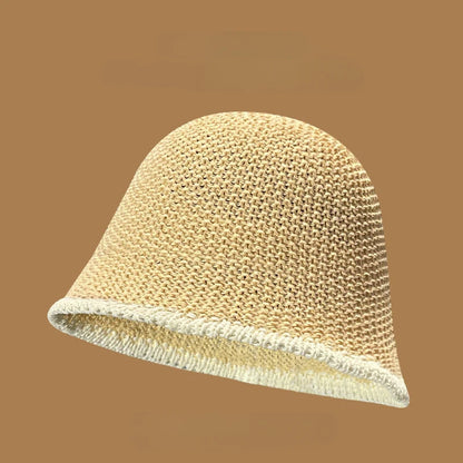 Women Hollow Woven Summer Bucket Hat
