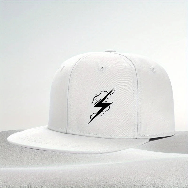 Lightning Bolt Graphic Flat Brim Snapback Cap